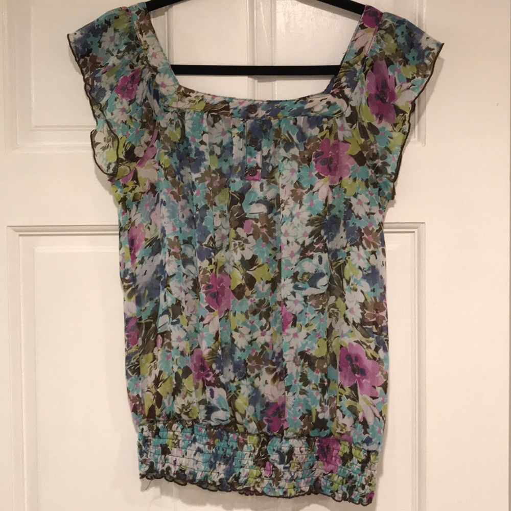 Iz Byer CA | sheer floral t shirt